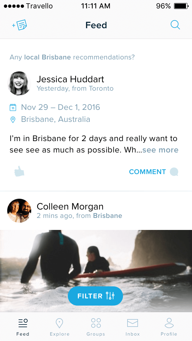 Travello – Traveller social network - Feed